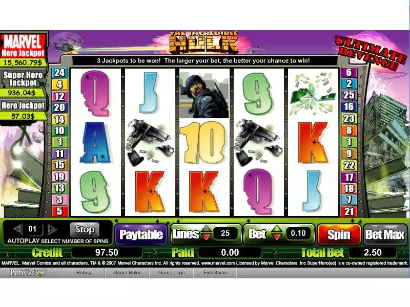 The Incredible Hulk  Real Money Slot made by bwin.party - Main Screen Reels
