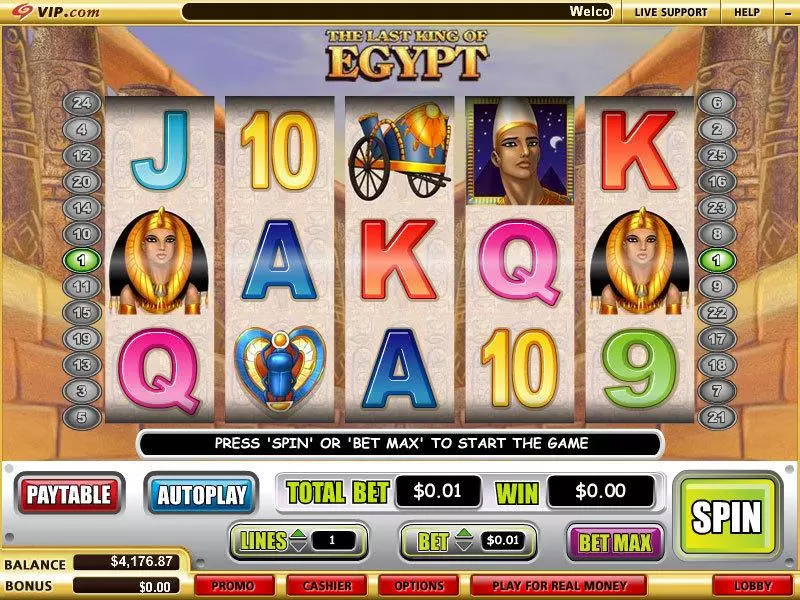 The Last King of Egypt  Real Money Slot made by WGS Technology - Main Screen Reels