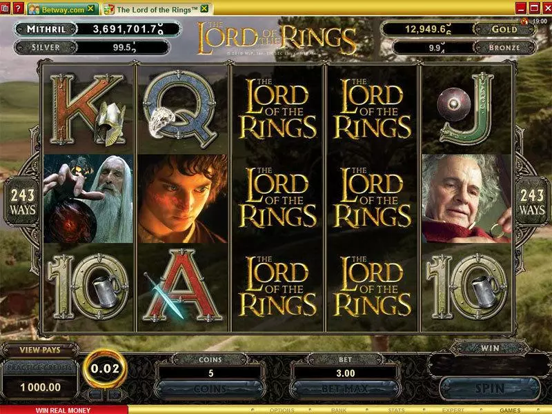 The Lord of the Rings  Real Money Slot made by Microgaming - Main Screen Reels