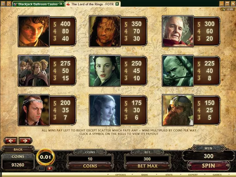 The Lord of the Rings - The Fellowship of the Ring  Real Money Slot made by Microgaming - Info and Rules