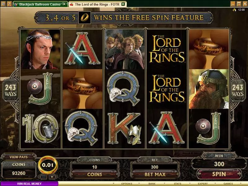 The Lord of the Rings - The Fellowship of the Ring  Real Money Slot made by Microgaming - Main Screen Reels