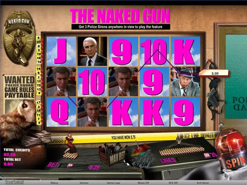 The Naked Gun  Real Money Slot made by bwin.party - Main Screen Reels