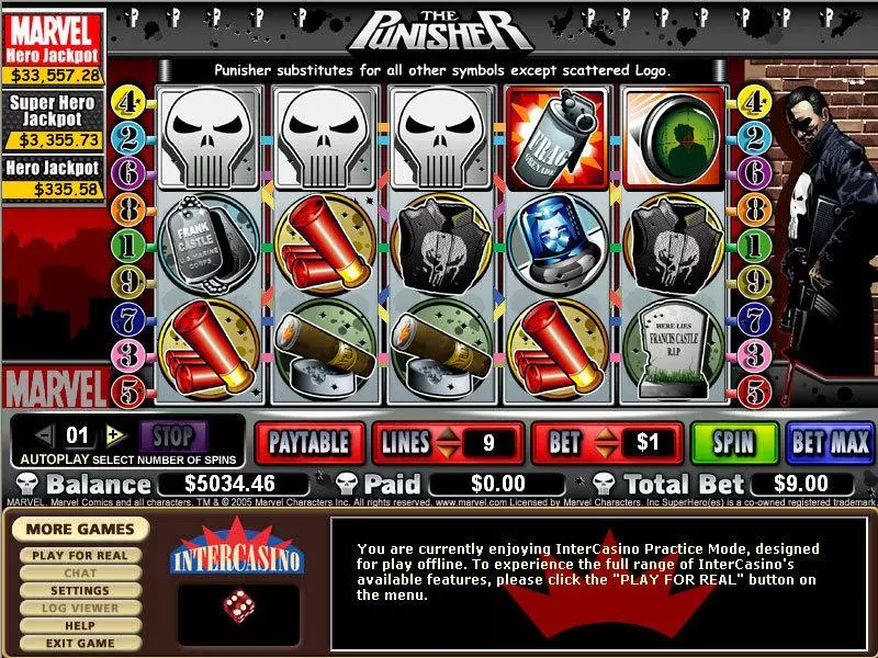The Punisher  Real Money Slot made by CryptoLogic - Main Screen Reels