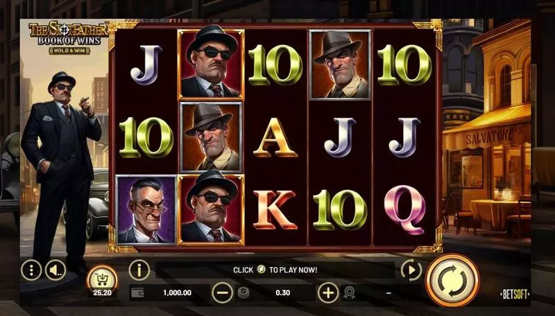 The Slotfather: Book of Wins – HOLD & WIN  Real Money Slot made by BetSoft - Main Screen Reels