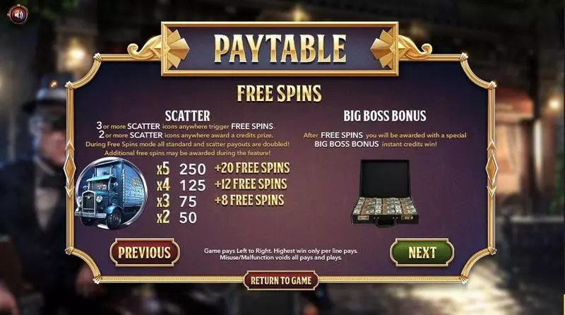 The Slotfather Part ll  Real Money Slot made by BetSoft - Info and Rules