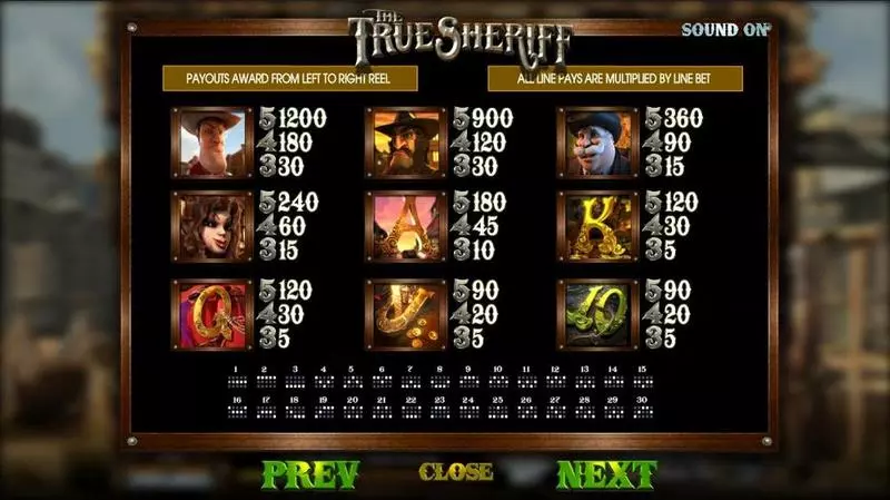 The True Sheriff  Real Money Slot made by BetSoft - Info and Rules