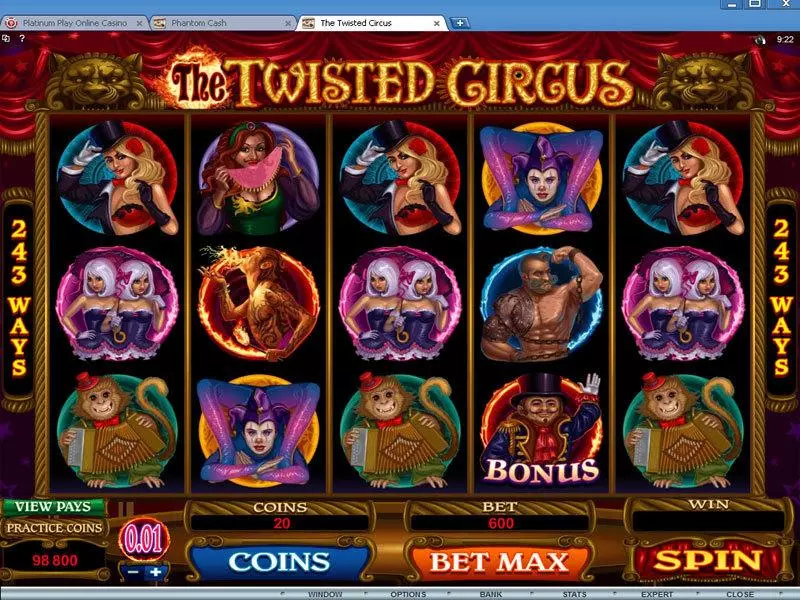 The Twisted Circus  Real Money Slot made by Microgaming - Main Screen Reels