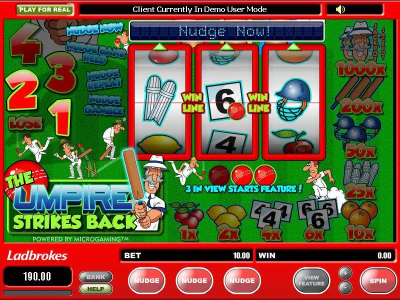 The Umpire Strikes Back  Real Money Slot made by Microgaming - Main Screen Reels