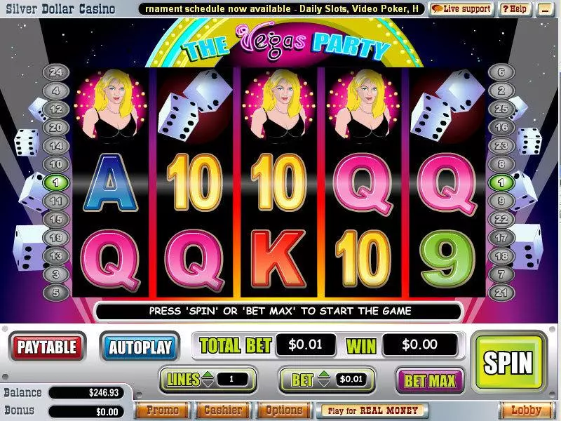 The Vegas Party  Real Money Slot made by WGS Technology - Main Screen Reels