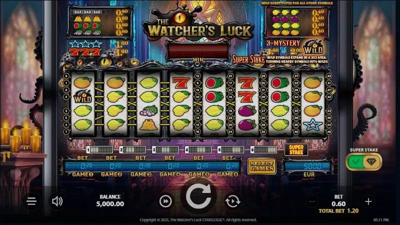 The Watcher's Luck  Real Money Slot made by StakeLogic - Main Screen Reels