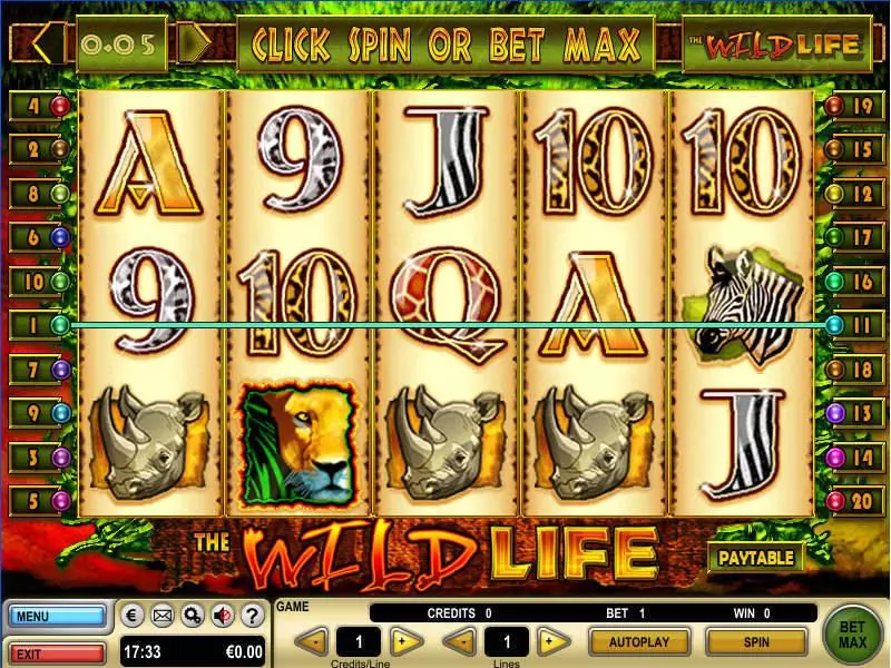 The Wild Life  Real Money Slot made by GTECH - Main Screen Reels