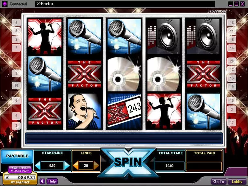 The X Factor  Real Money Slot made by 888 - Main Screen Reels