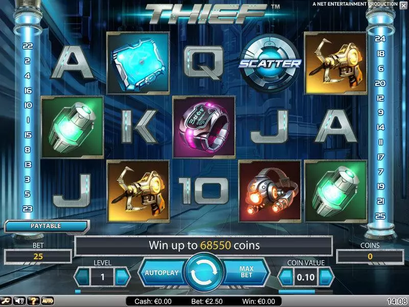 Thief  Real Money Slot made by NetEnt - Main Screen Reels