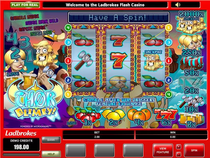 Thor Blimey  Real Money Slot made by Microgaming - Main Screen Reels
