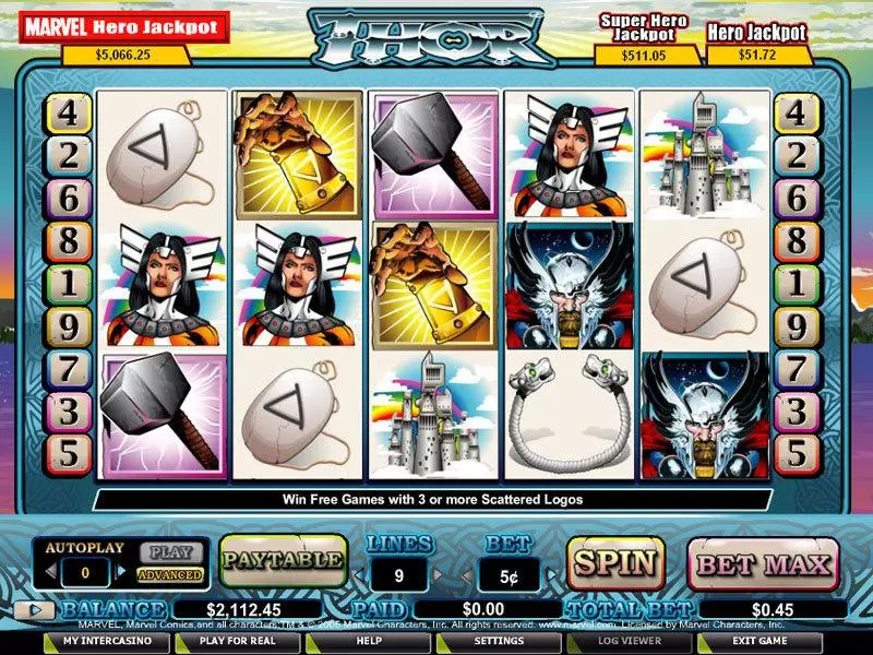 Thor  Real Money Slot made by CryptoLogic - Main Screen Reels