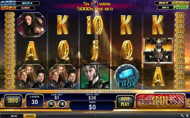 Thor The Mighty Avenger  Real Money Slot made by PlayTech - Main Screen Reels