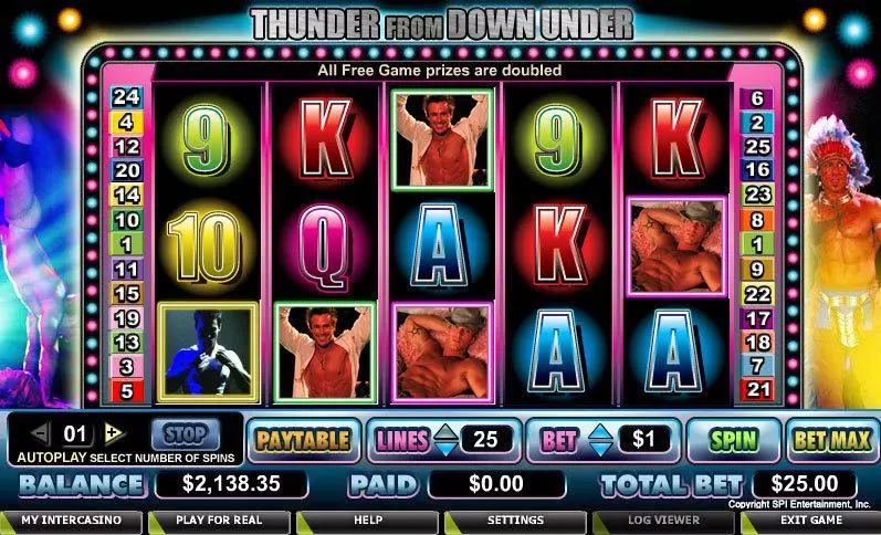 Thunder Down Under  Real Money Slot made by CryptoLogic - Main Screen Reels