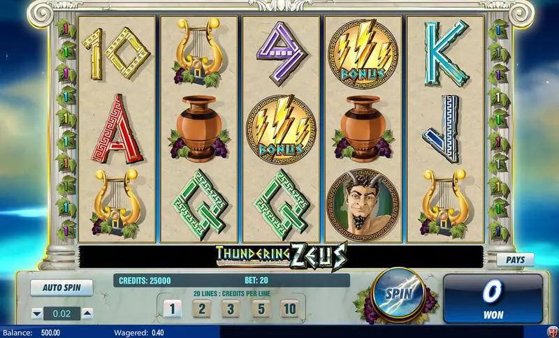 Thundering Zeus  Real Money Slot made by Amaya - Main Screen Reels