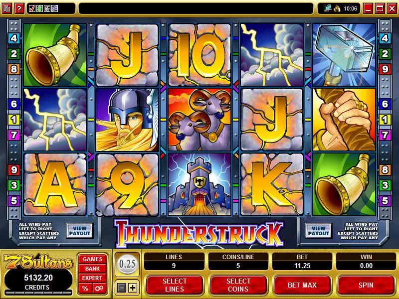 Thunderstruck High Limit  Real Money Slot made by Microgaming - Main Screen Reels