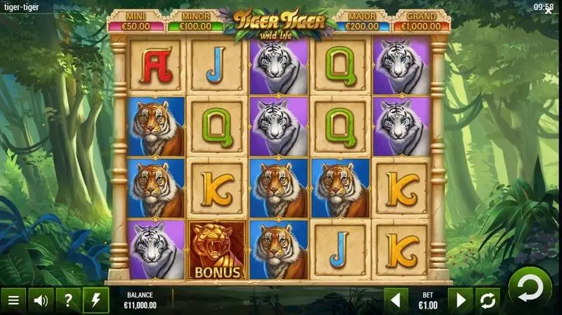 Tiger Tiger Wild Life  Real Money Slot made by G.games - Main Screen Reels