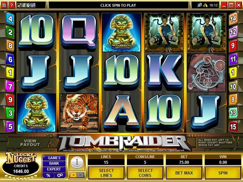Tomb Raider  Real Money Slot made by Microgaming - Main Screen Reels