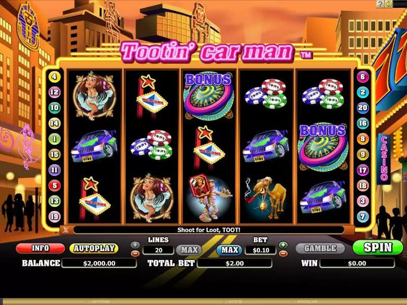 Tootin' Car Man  Real Money Slot made by Microgaming - Main Screen Reels