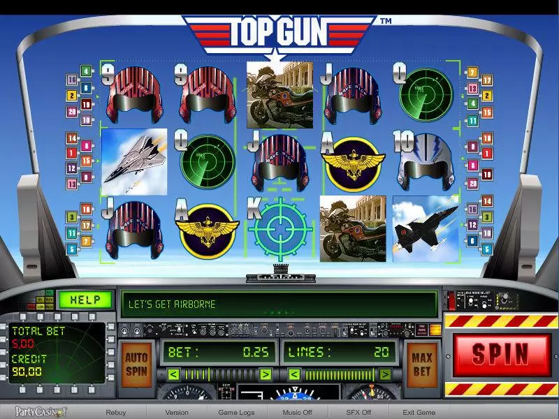 Top Gun  Real Money Slot made by bwin.party - Main Screen Reels