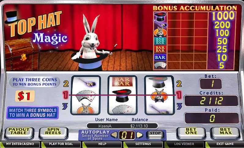 Top Hat Magic  Real Money Slot made by CryptoLogic - Main Screen Reels