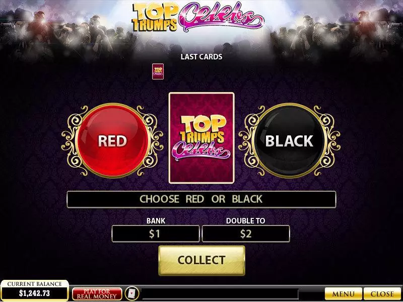 Top Trumps Celebs  Real Money Slot made by PlayTech - Gamble Screen