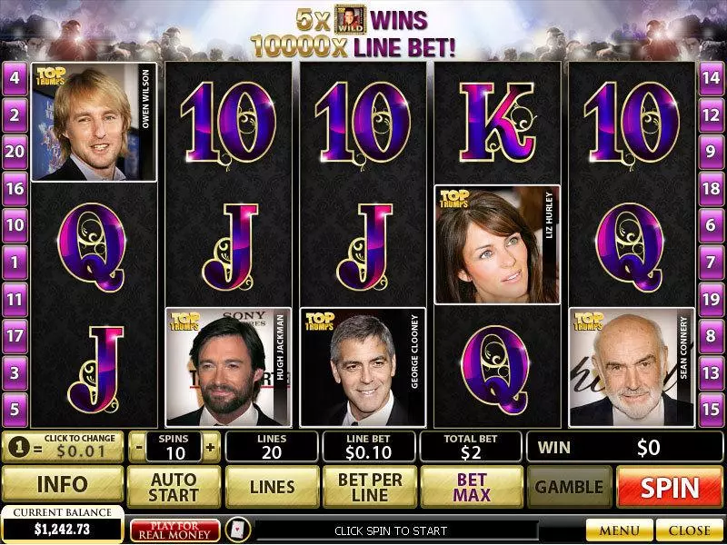 Top Trumps Celebs  Real Money Slot made by PlayTech - Main Screen Reels