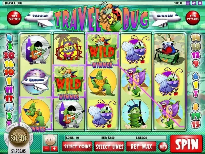 Travel Bug  Real Money Slot made by Rival - Main Screen Reels