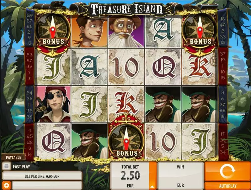 Treasure Island  Real Money Slot made by Quickspin - Main Screen Reels