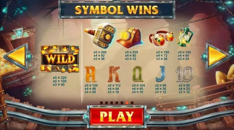 Treasure Mine  Real Money Slot made by Red Tiger Gaming - Paytable