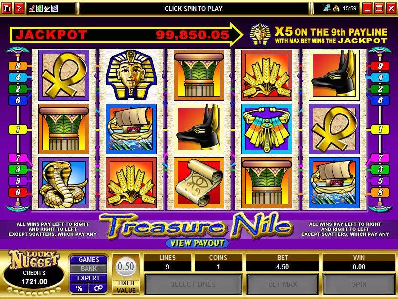 Treasure Nile  Real Money Slot made by Microgaming - Main Screen Reels