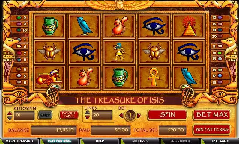Treasure of Isis  Real Money Slot made by CryptoLogic - Main Screen Reels