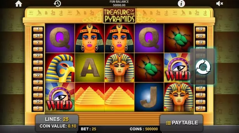 Treasure of the Pyramids  Real Money Slot made by 1x2 Gaming - Main Screen Reels