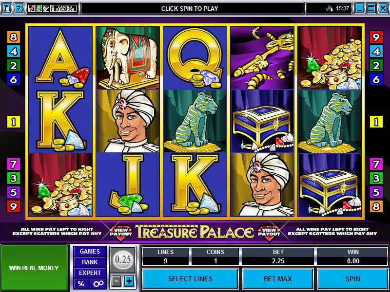 Treasure Palace  Real Money Slot made by Microgaming - Main Screen Reels
