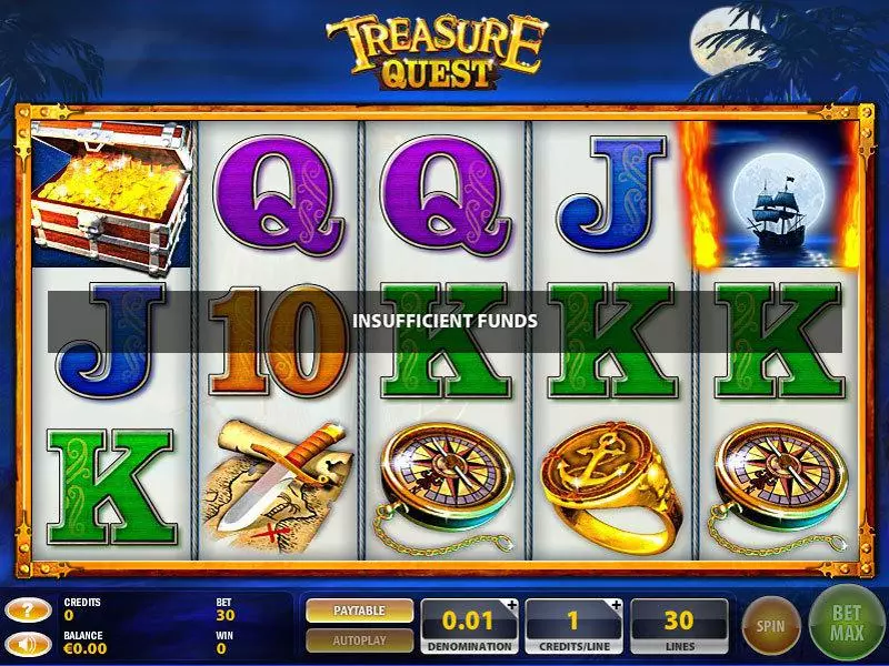 Treasure Quest  Real Money Slot made by GTECH - Main Screen Reels