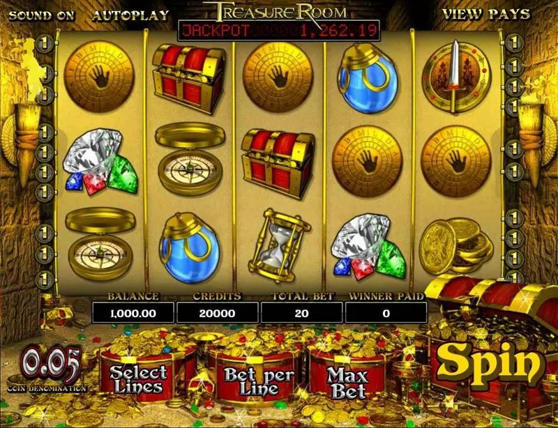 Treasure Room  Real Money Slot made by BetSoft - Main Screen Reels
