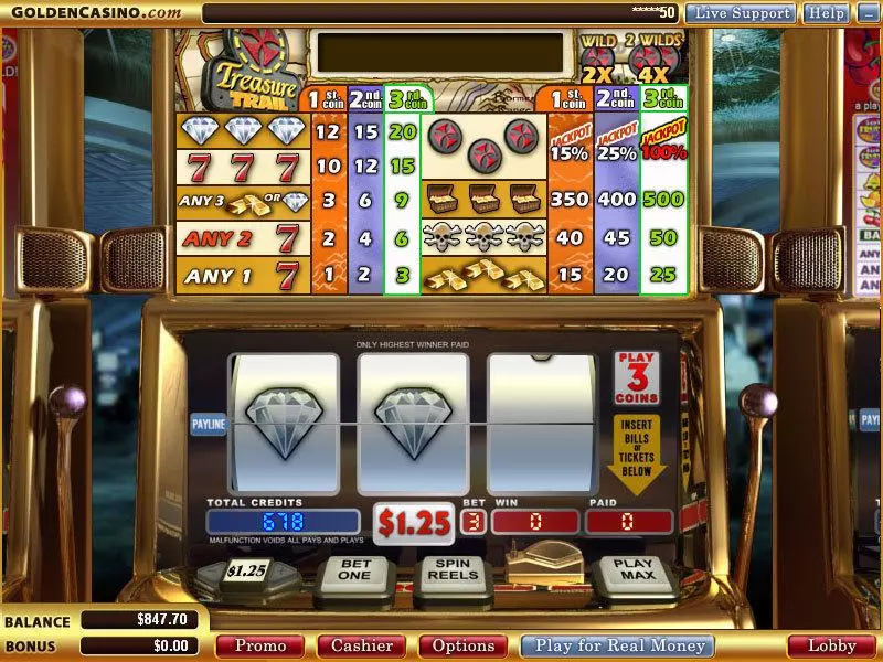 Treasure Trail  Real Money Slot made by WGS Technology - Main Screen Reels