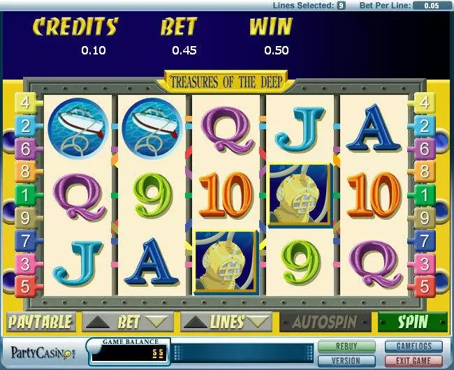 Treasures of the Deep  Real Money Slot made by bwin.party - Main Screen Reels