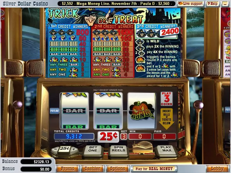 Trick or Treat  Real Money Slot made by WGS Technology - Main Screen Reels