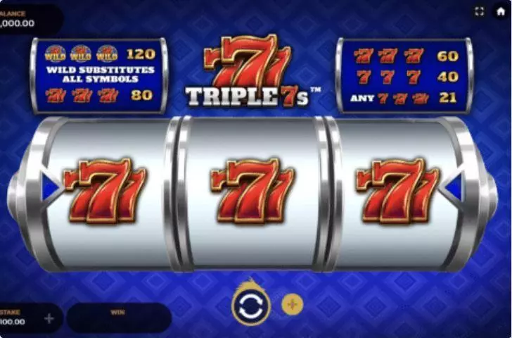 Triple 7s  Real Money Slot made by Dragon Gaming - Main Screen Reels