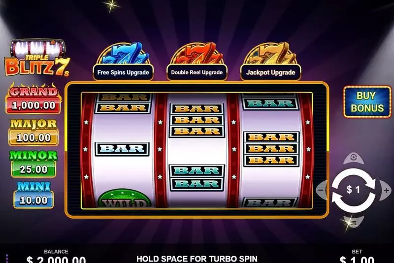 Triple Blitz 7s  Real Money Slot made by Wizard Games - Main Screen Reels