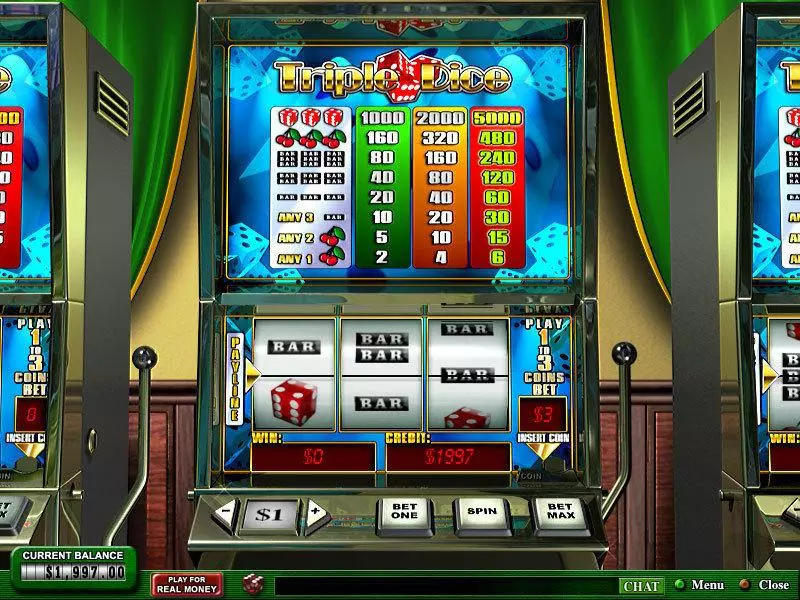 Triple Dice  Real Money Slot made by PlayTech - Main Screen Reels