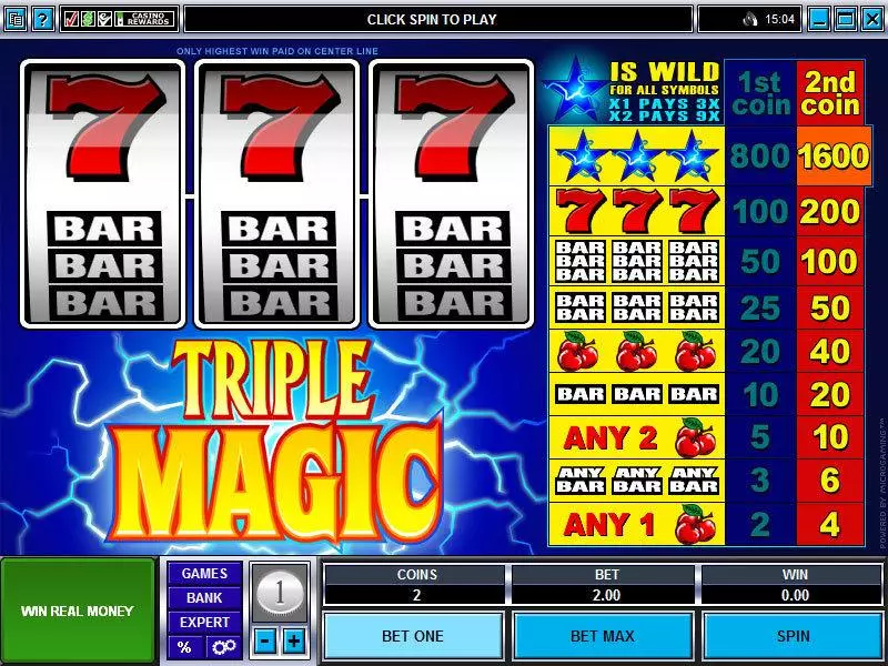 Triple Magic  Real Money Slot made by Microgaming - Main Screen Reels