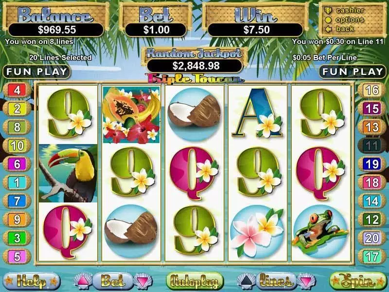 Triple Toucan  Real Money Slot made by RTG - Main Screen Reels