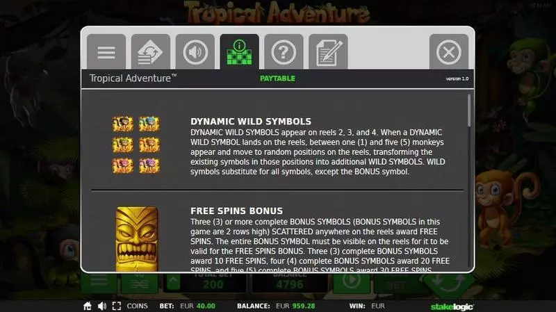 Tropical Adventure  Real Money Slot made by StakeLogic - Info and Rules