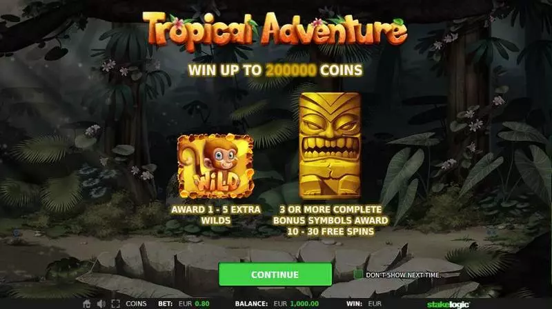 Tropical Adventure  Real Money Slot made by StakeLogic - Free Spins Feature