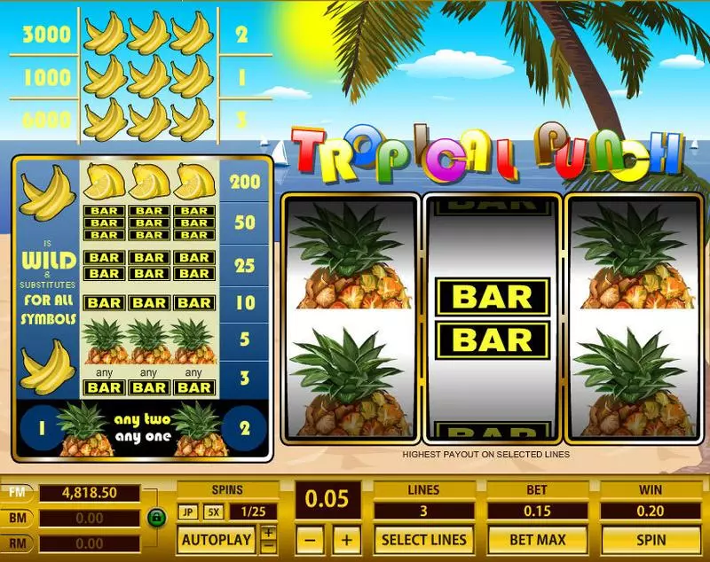 Tropical Punch  Real Money Slot made by Topgame - Main Screen Reels